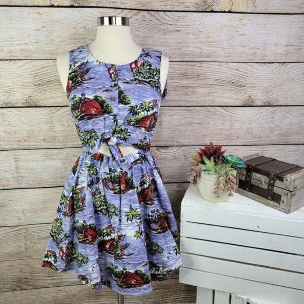 NWT Topshop Cut Out Sleeveless Tropical Dress 2